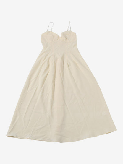 Daily Dresses Maxi Sleeveless Straps Neck Raised Waist Sexy Backless Pleated Apricot Dress