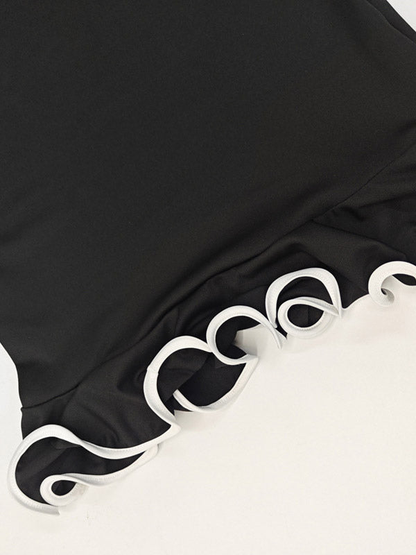 Date Night Dresses Mini Sleeveless Jewel Neck Sexy Black Dress