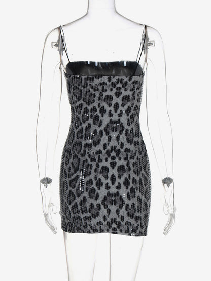 Night Out Dresses Leopard Leopard Print Sleeveless Straps Neck Summer Dress