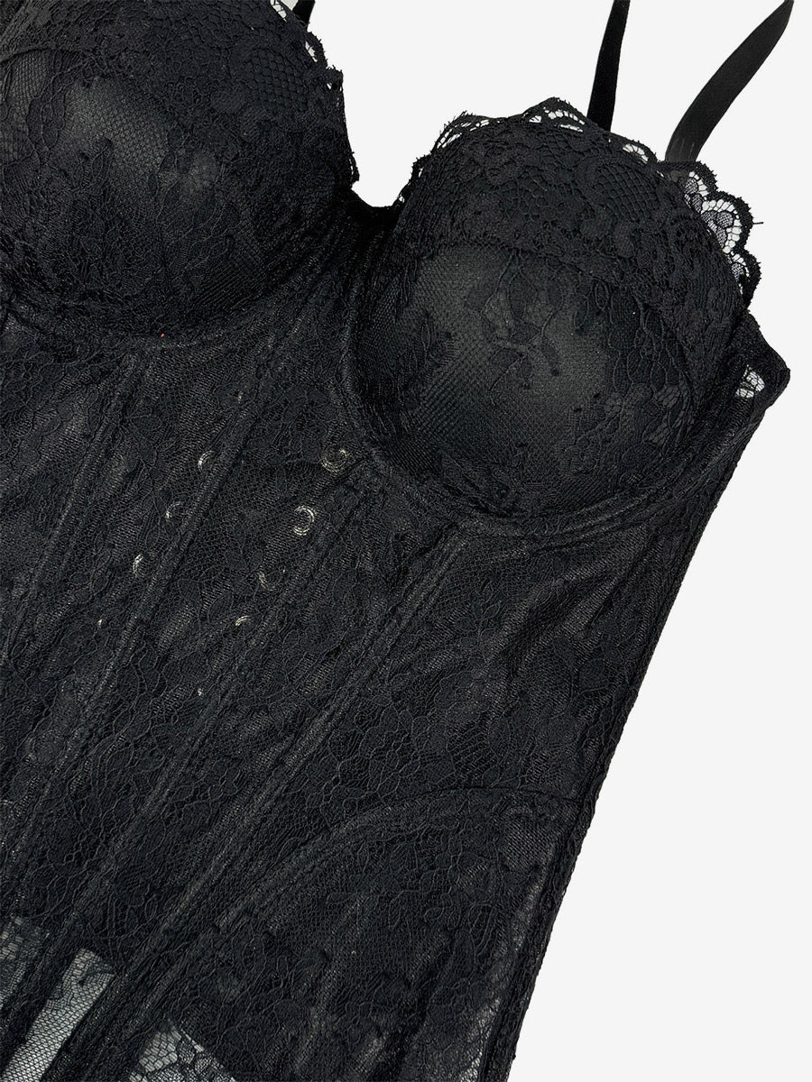 Corset Tops Black Sexy Sleeveless Strapless Slim Fit Lace Tops