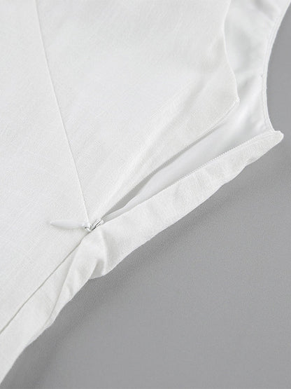 Daily Dresses Maxi For Woman Sleeveless Jewel Neck Natural Waist Elegant White Dress