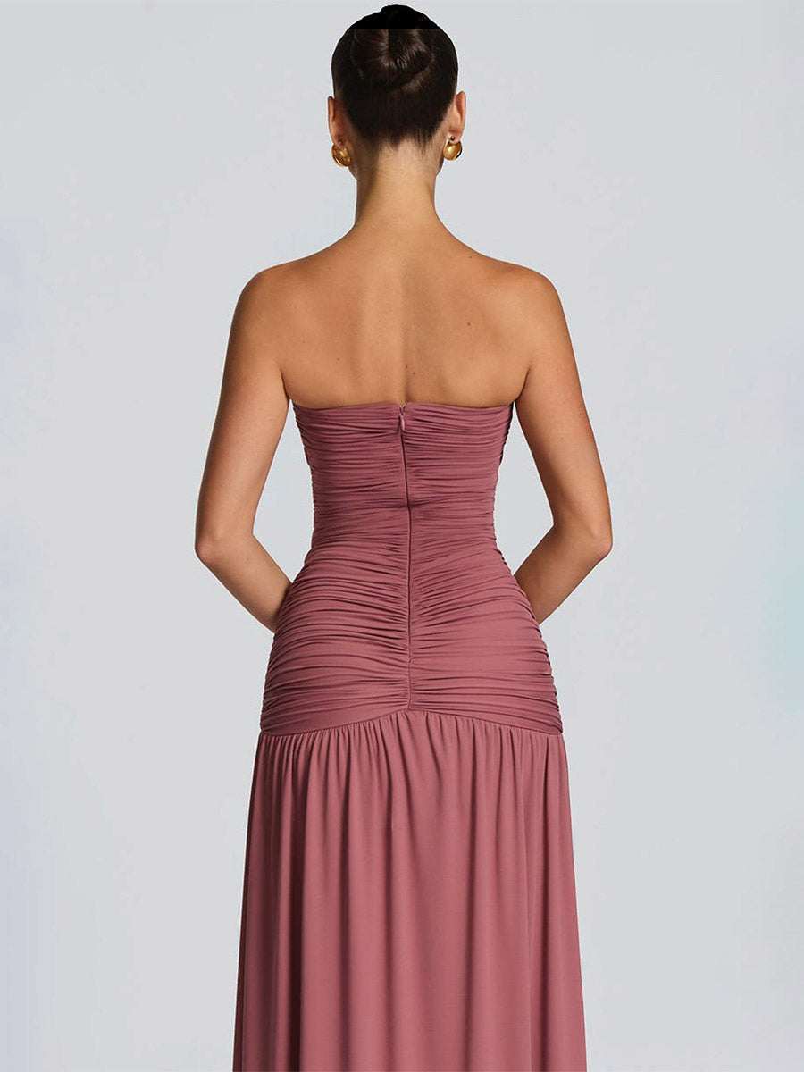 Party Dress Maxi Coffee Brown Halter Zipper Sleeveless Backless Elegant Semi Formal Dress