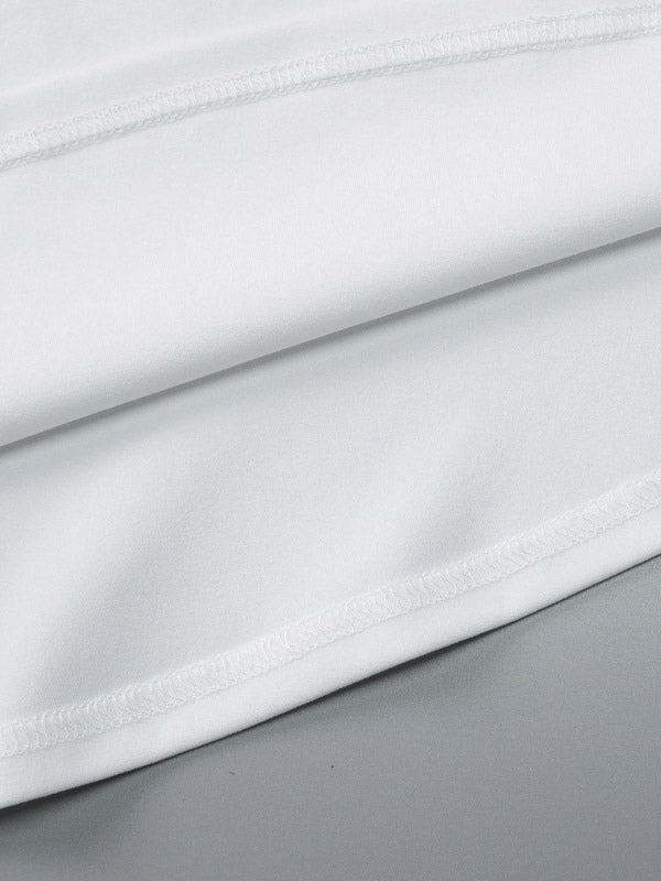Night Out Dresses White Polyester Two-Tone Sleeveless Strapless Summer Dress