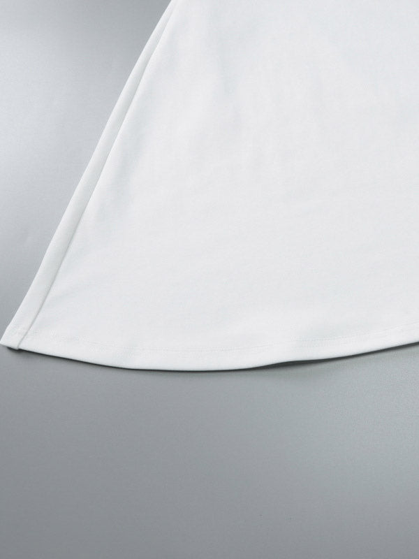 Night Out Dresses White Polyester Two-Tone Sleeveless Strapless Summer Dress