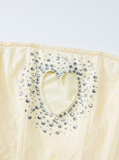 Night Out Dresses Apricot Polyester Hearts Pattern Sleeveless Strapless Summer Dress