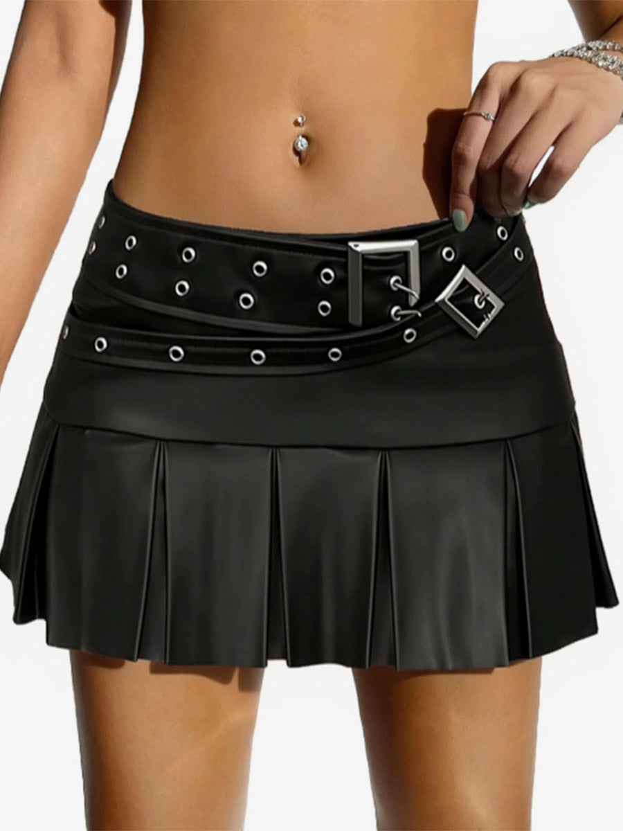 Skirts Auburn Natural Waist PU Leather Chic Fall Short Women's Bottoms