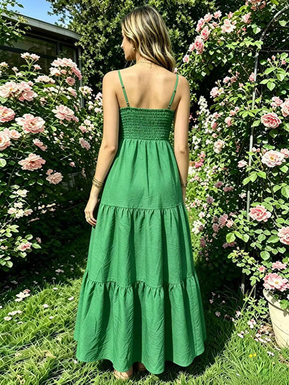 Vacation Dresses Maxi Backless Pleated Sleeveless Straps Neck Chic Light Sky Blue Dress
