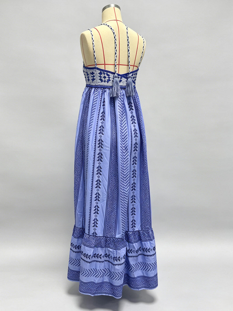 Vacation Dresses Open Shoulder Knitted Sleeveless Patchwork Straps Neck Chic Peach Dress