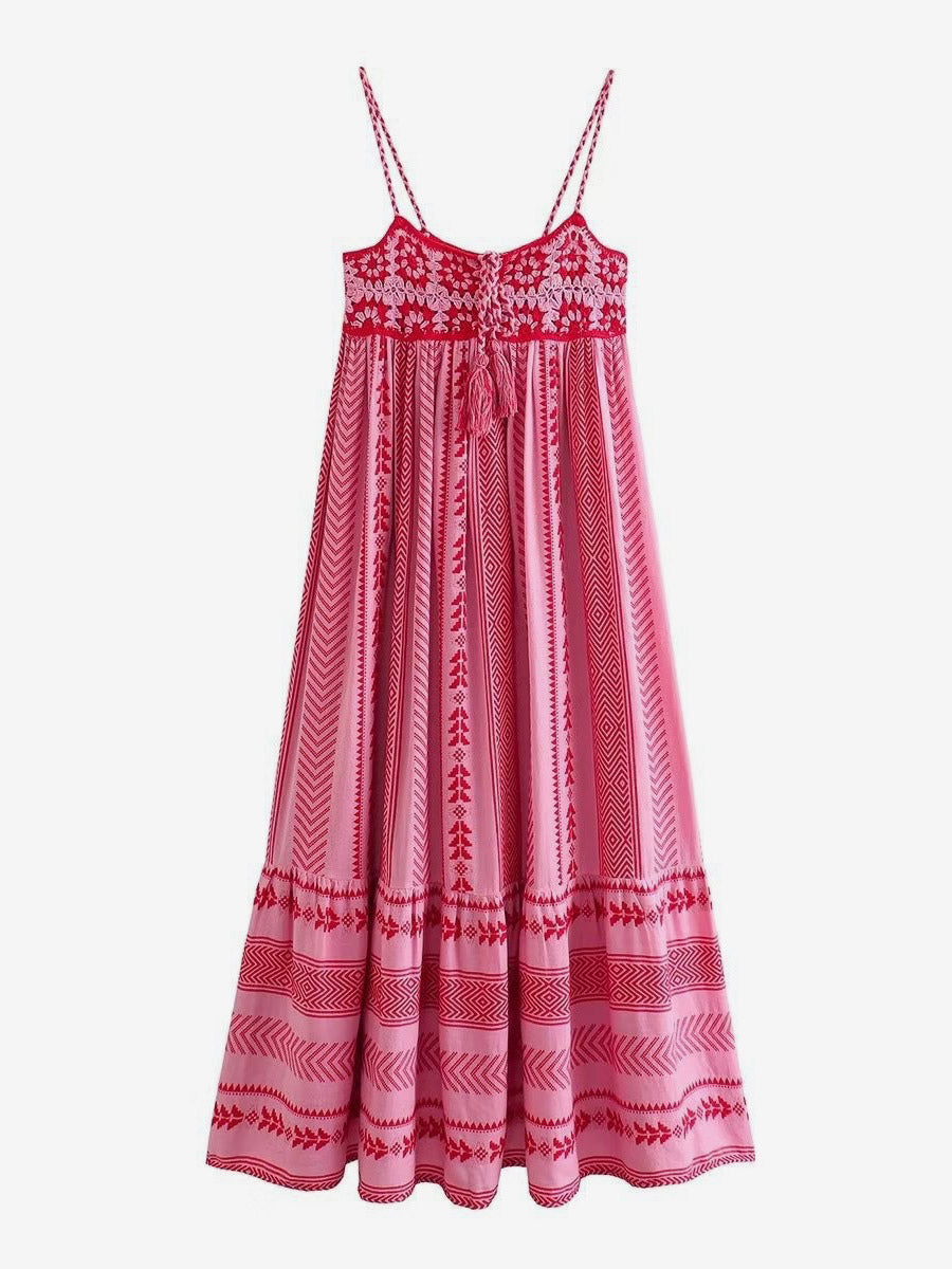 Vacation Dresses Open Shoulder Knitted Sleeveless Patchwork Straps Neck Chic Peach Dress