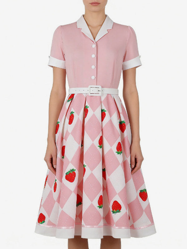 Vintage 1950s Swing Cocktail Dress Women Sleeveless Retro Dress