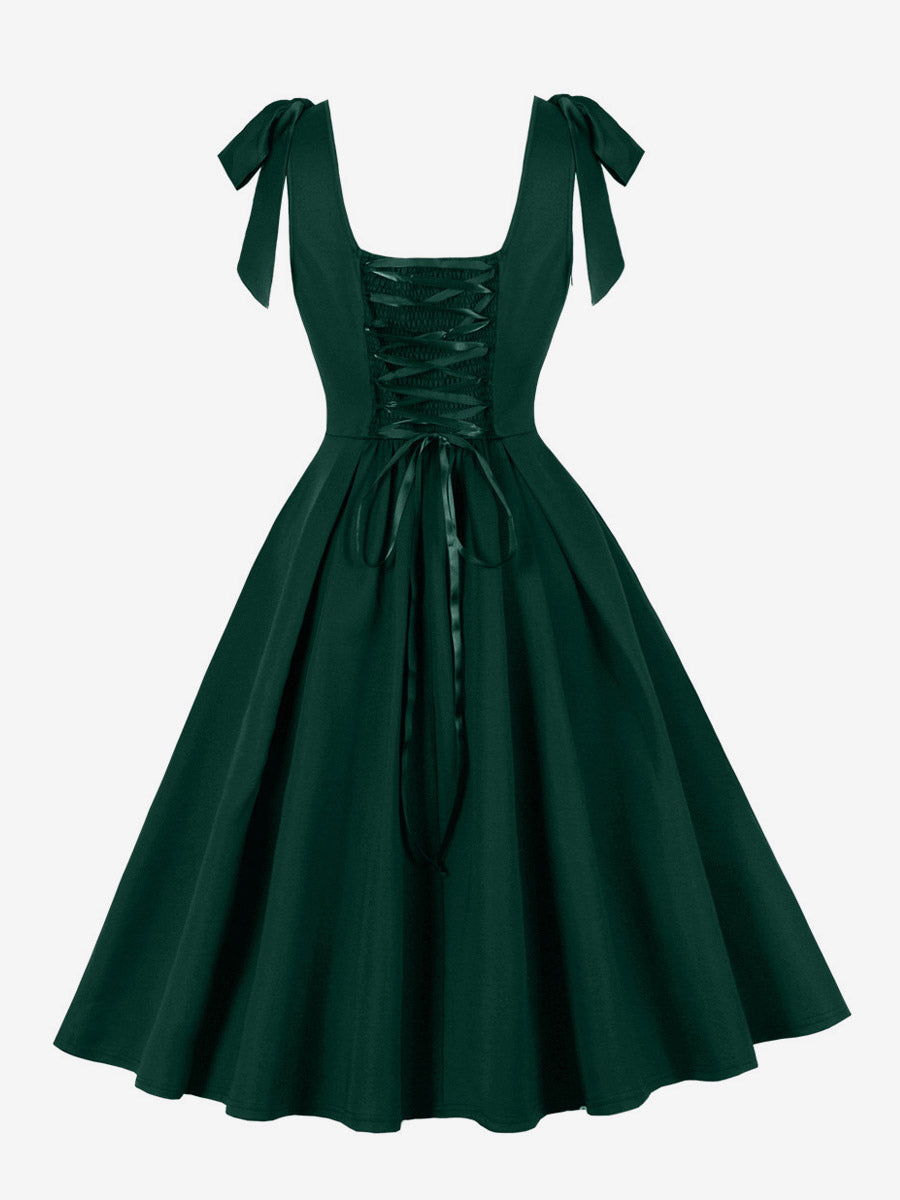 Vintage 1950s Swing Cocktail Dress Women Sleeveless Retro Dress