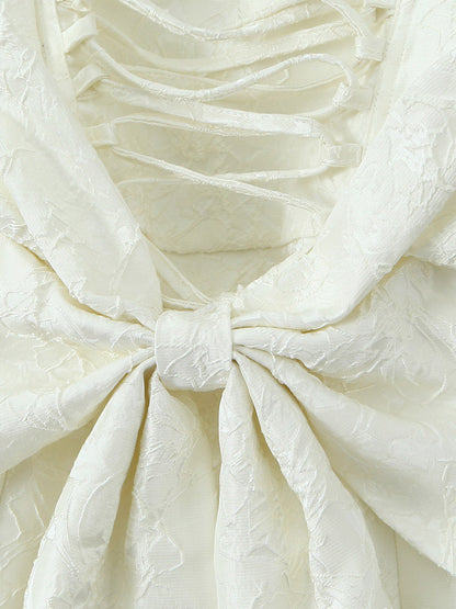 Date Night Dresses Shaping Bows Sleeveless Square Neck Chic White Dress