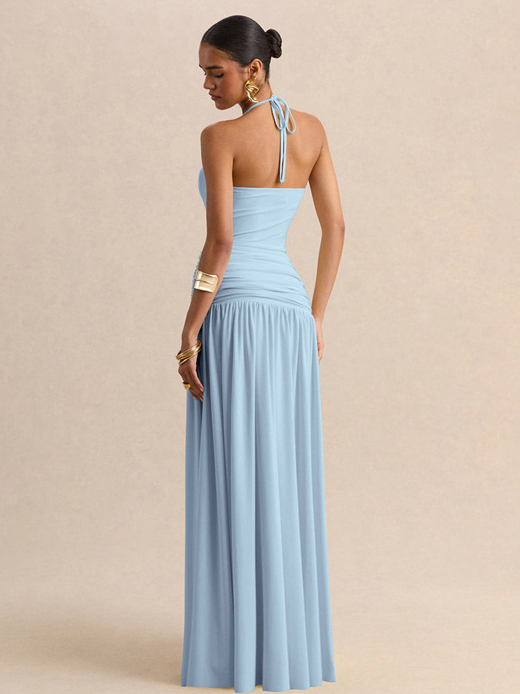 Party Dresses Yellow Straps Neck Short Sleeves Sexy Semi Formal Dress