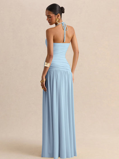 Party Dresses Yellow Straps Neck Short Sleeves Sexy Semi Formal Dress
