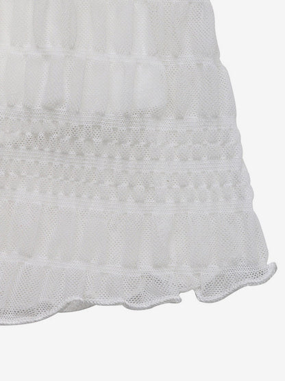 Vacation Dresses Mini Backless Lace Up Pleated Sleeveless V-Neck Casual White Dress