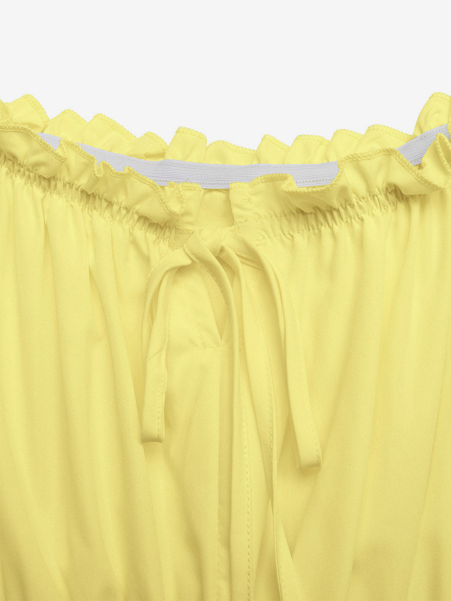 Vacation Dresses Maxi Backless Ruffles Lace Up Short Sleeves Off-The-Shoulder Puff Sleeves Sexy Dress