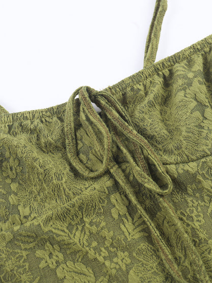 Date Night Dresses Maxi Backless Strappy Zipper Sleeveless Floral Print Off-The-Shoulder Sweet Green Dress