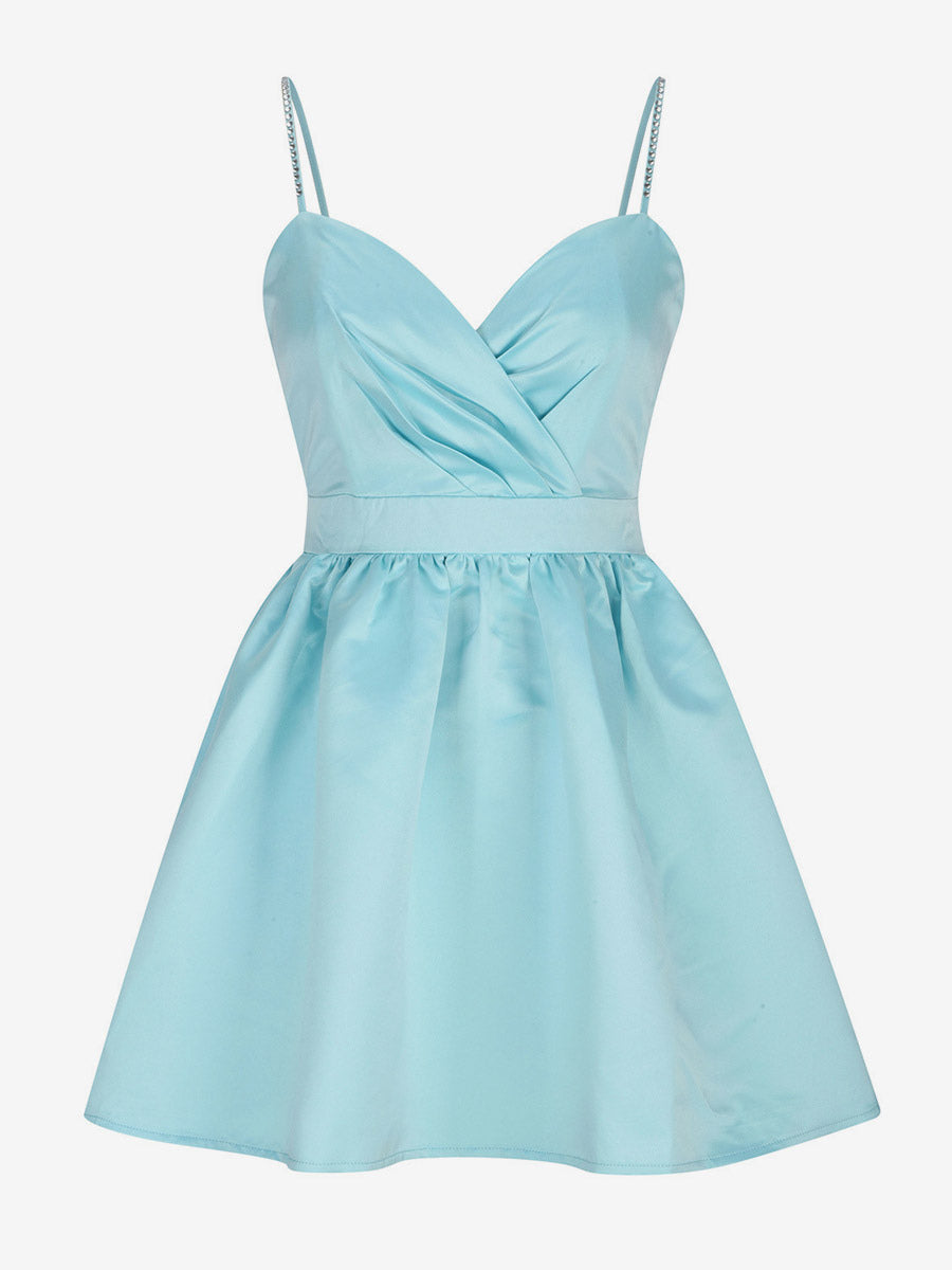 Party Dress Mini Royal Blue Straps Neck Zipper Sleeveless Backless Sweet Semi Formal Dress