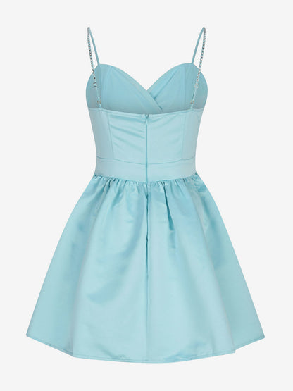 Party Dress Mini Royal Blue Straps Neck Zipper Sleeveless Backless Sweet Semi Formal Dress