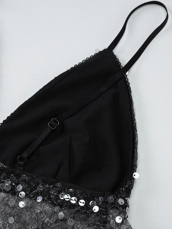 Black Cami Top Straps Neck Lace Sexy Polyester Women Camis
