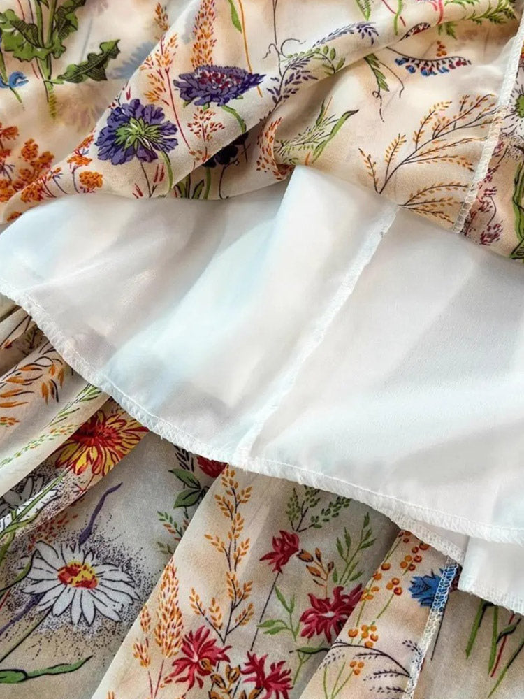 Vacation Dresses Maxi Backless Flowers Strappy Sleeveless Floral Print Straps Neck Chic Apricot Dress
