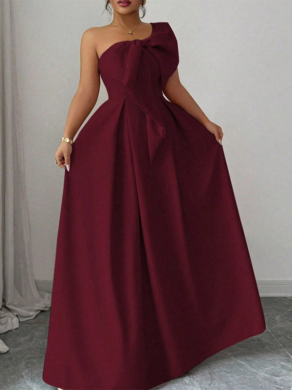 Party Dress Maxi Light Sky Blue One-Shoulder Flowers Sleeveless Asymmetrical Sweet Semi Formal Dress