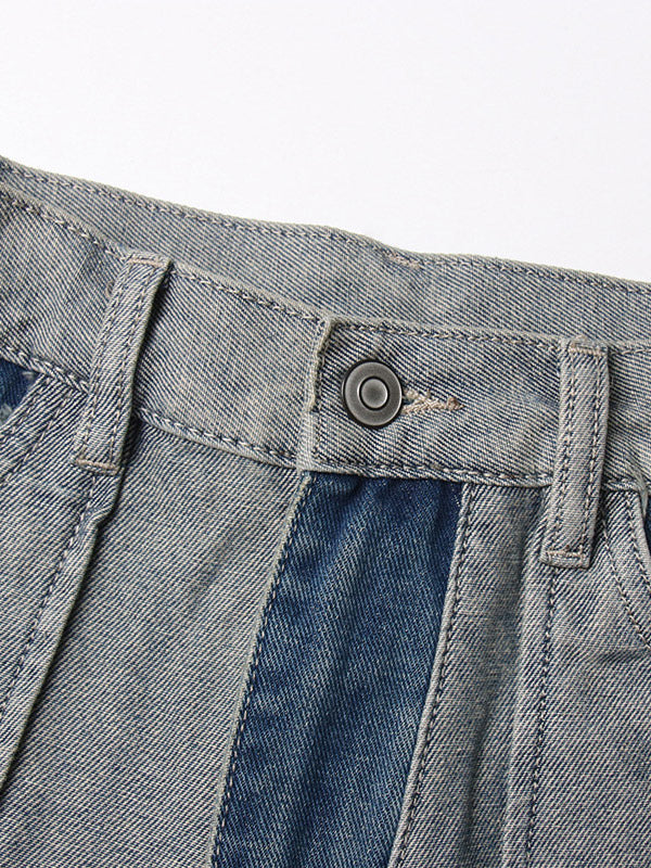 Women's Jeans Elegant Raised Waist Two-Tone Denim
