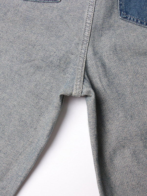 Women's Jeans Elegant Raised Waist Two-Tone Denim
