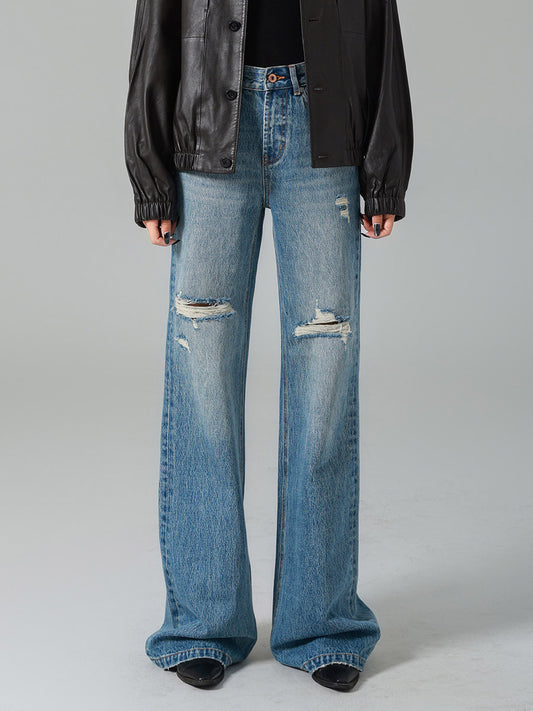Jeans Women's Bottoms For Woman Casual Raised Waist Jeans