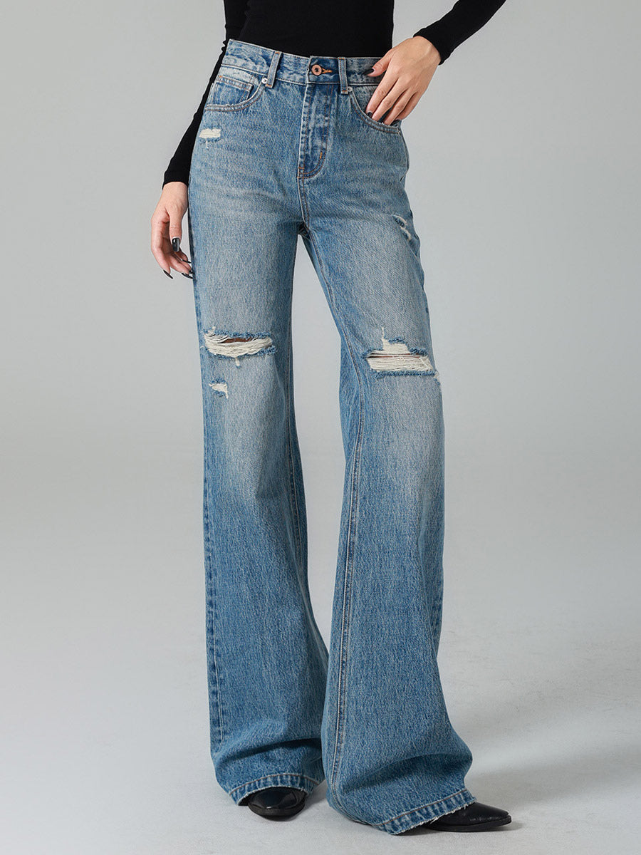 Jeans Women's Bottoms For Woman Casual Raised Waist Jeans