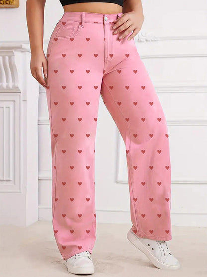 Jeans Women's Bottoms Printed Cool Wide Casual Jeans