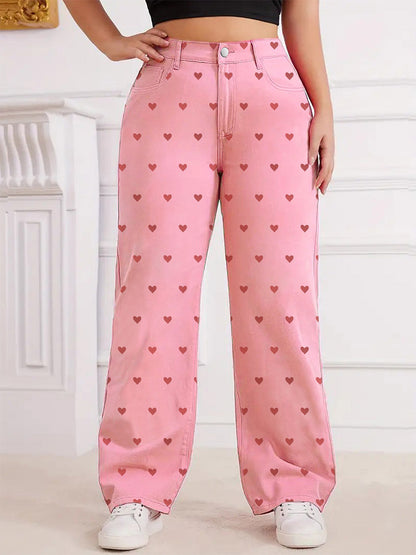 Jeans Women's Bottoms Printed Cool Wide Casual Jeans