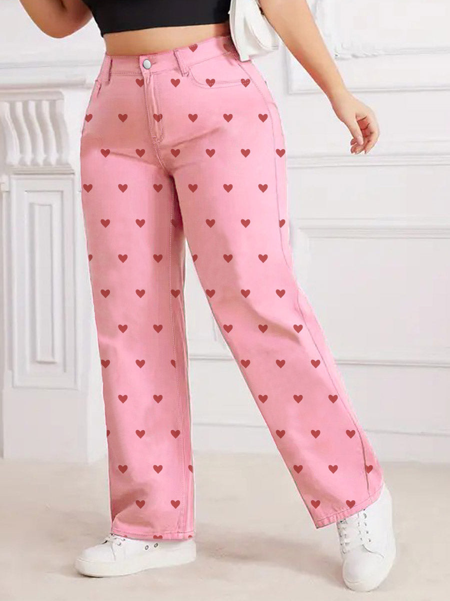 Jeans Women's Bottoms Printed Cool Wide Casual Jeans