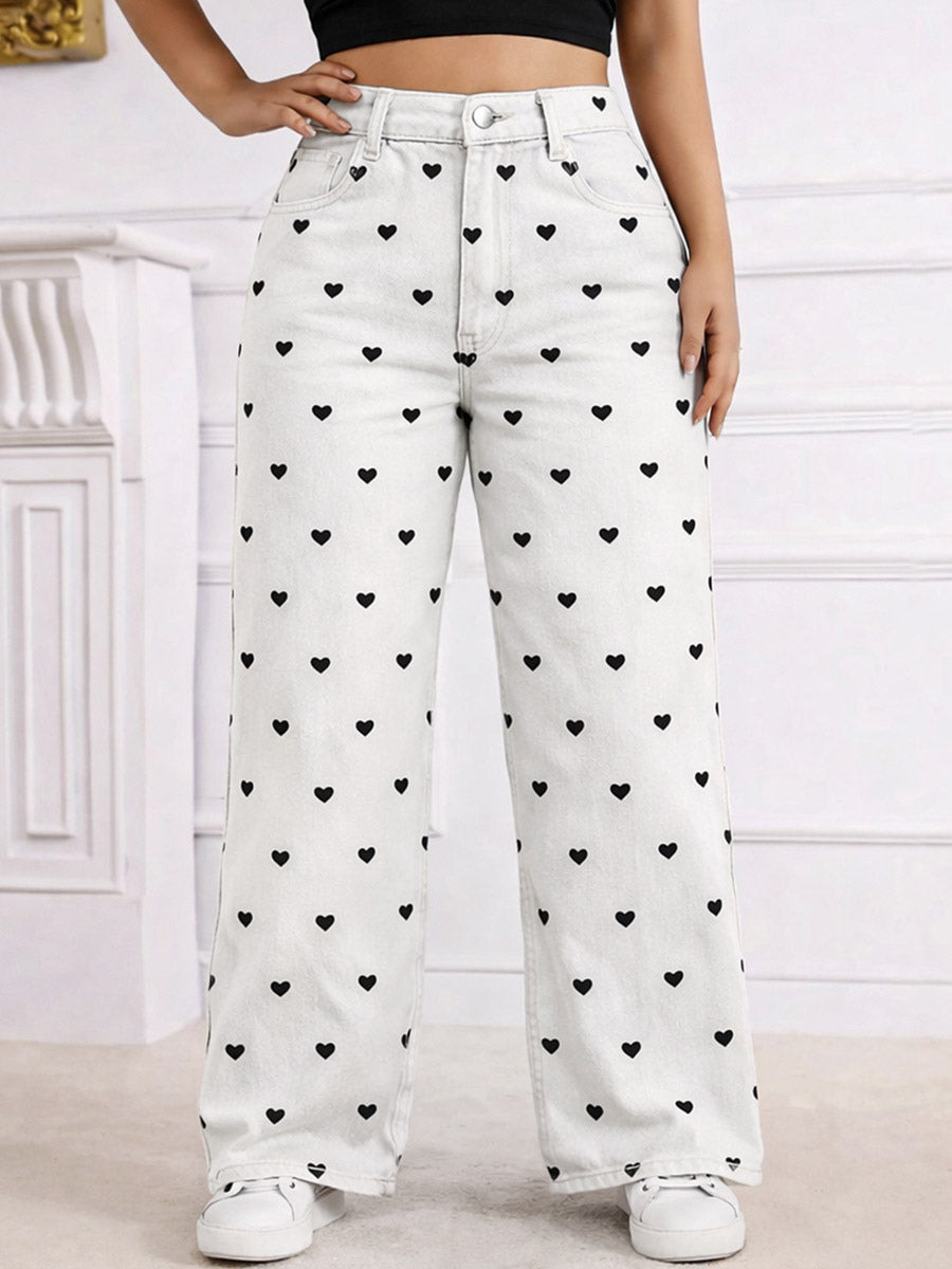 Jeans Women's Bottoms Printed Cool Wide Casual Jeans