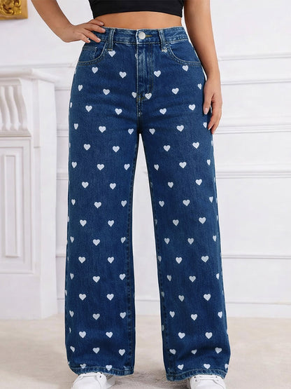 Jeans Women's Bottoms Printed Cool Wide Casual Jeans