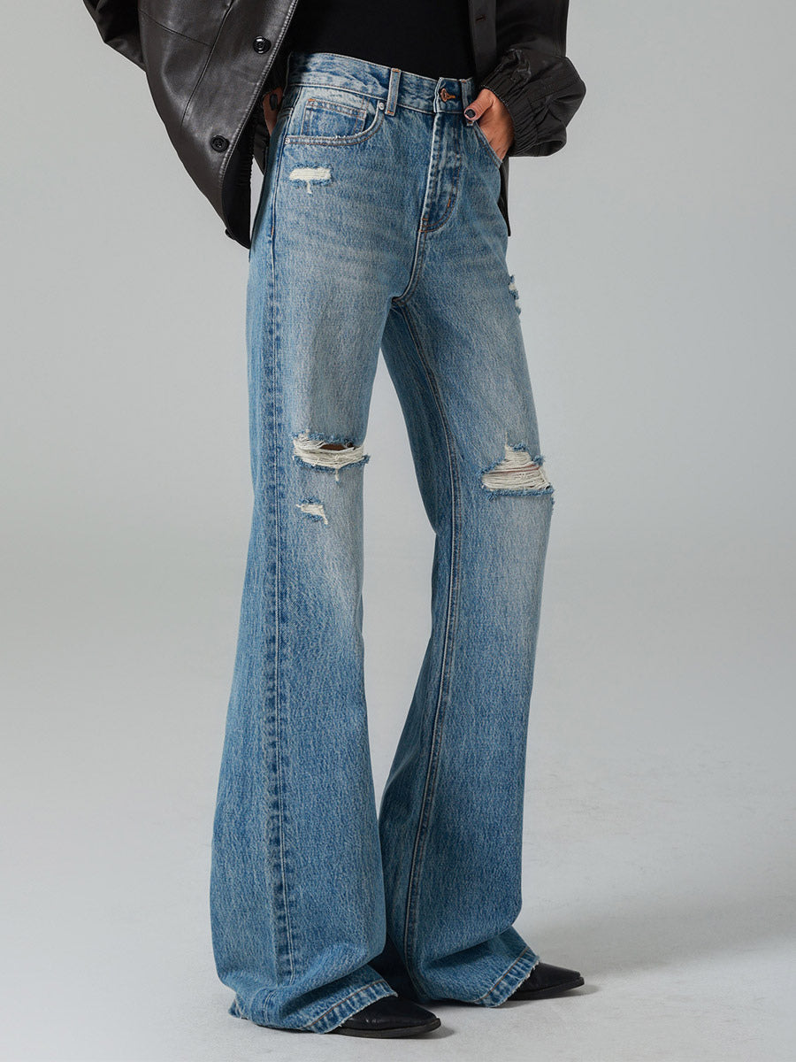 Jeans Women's Bottoms For Woman Casual Raised Waist Jeans