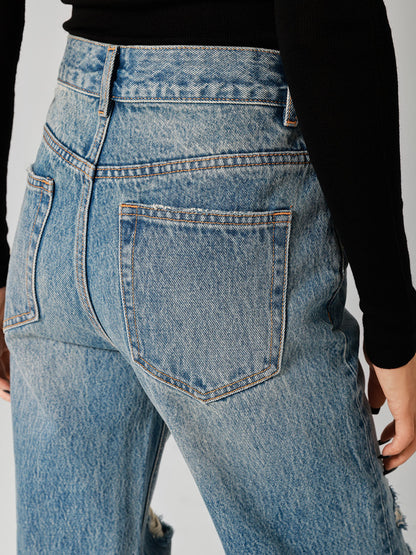 Jeans Women's Bottoms For Woman Casual Raised Waist Jeans