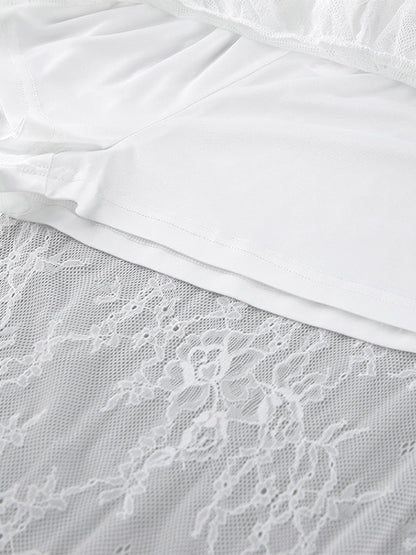 Skirts White Lace Elegant Irregular Knee Length Women's Bottoms