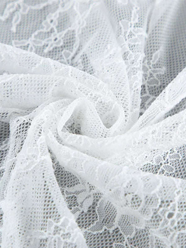 Skirts White Lace Elegant Irregular Knee Length Women's Bottoms