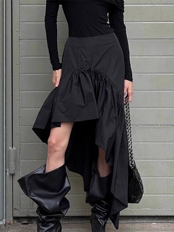 Skirts Black Irregular Short Women's Bottoms