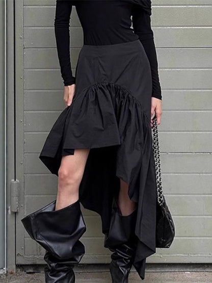 Skirts Black Irregular Short Women's Bottoms