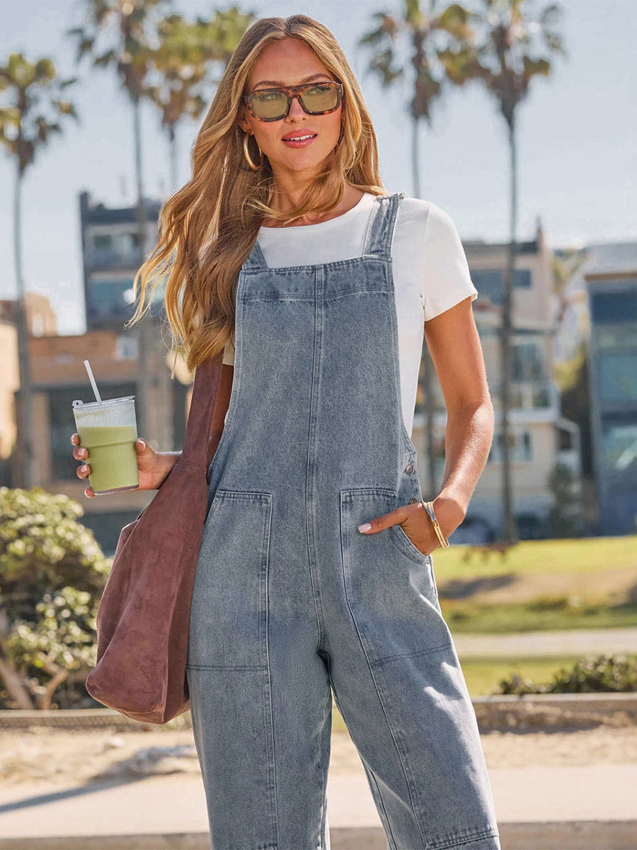 Light Sky Blue Sleeveless Wide Summer Playsuit