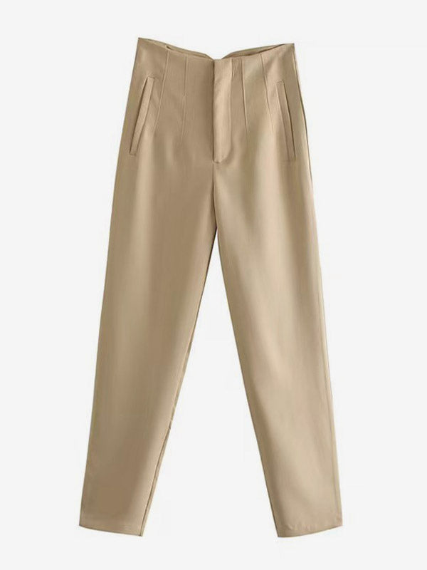 Pants Khaki Raised Waist Trousers