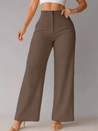 Pants Khaki Raised Waist Trousers