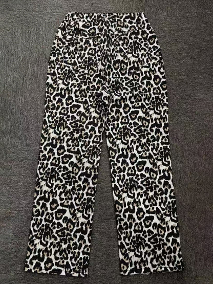 Pants Brown Raised Waist Leopard Print Trousers