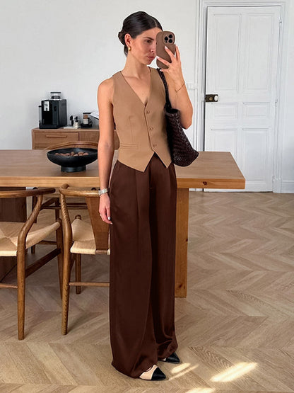 Pants Brown Raised Waist Trousers