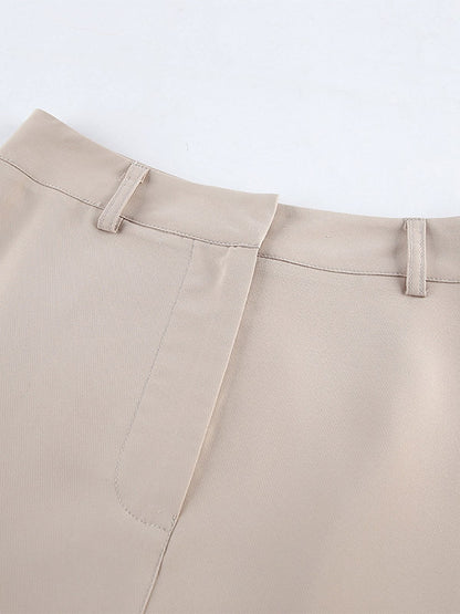 Two Piece Sets Khaki Chic Daily V-Neck Sleeveless Pant Set