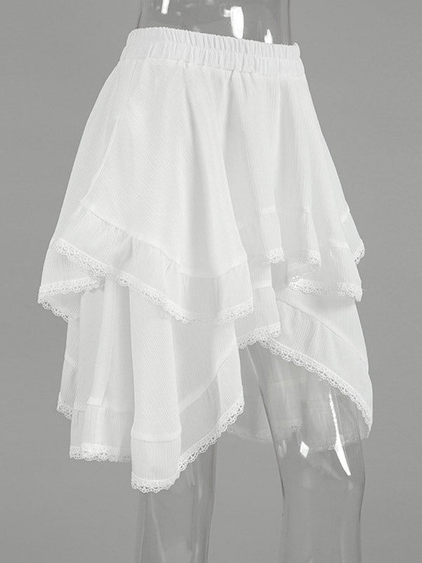 Skirts White Raised Waist Elegant Mini Women's Bottoms