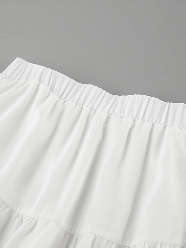 Skirts White Chiffon Elegant Mini Women's Bottoms