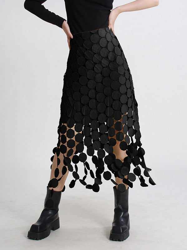 Skirts Black Raised Waist Elegant Long Women's Bottoms
